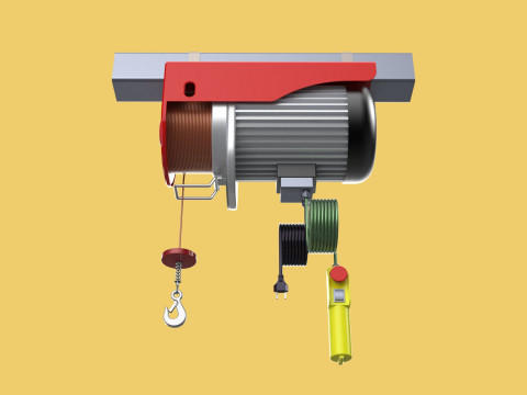 WINCH STANDARD ELECTRIC REMOTE MINI HOIST CRANE GANTRY ROPE HOOK 3D Model