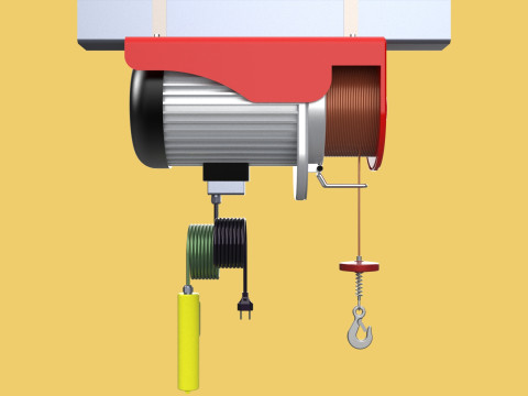 WINCH STANDARD ELECTRIC REMOTE MINI HOIST CRANE GANTRY ROPE HOOK 3D Model
