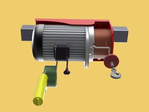 WINCH STANDARD ELECTRIC REMOTE MINI HOIST CRANE GANTRY ROPE HOOK 3D Model