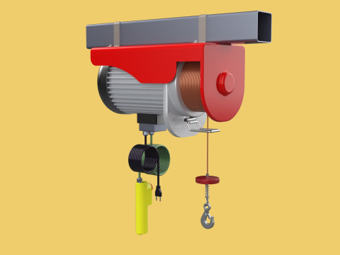WINCH STANDARD ELECTRIC REMOTE MINI HOIST CRANE GANTRY ROPE HOOK 3D Model