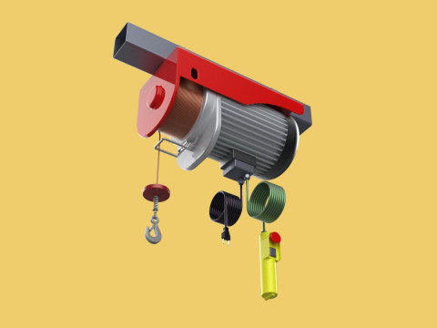 WINCH STANDARD ELECTRIC REMOTE MINI HOIST CRANE GANTRY ROPE HOOK 3D Model