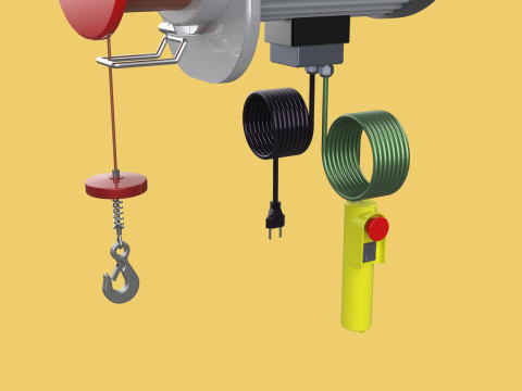 WINCH STANDARD ELECTRIC REMOTE MINI HOIST CRANE GANTRY ROPE HOOK 3D Model