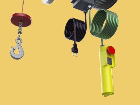 WINCH STANDARD ELECTRIC REMOTE MINI HOIST CRANE GANTRY ROPE HOOK 3D Model
