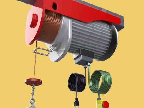 WINCH STANDARD ELECTRIC REMOTE MINI HOIST CRANE GANTRY ROPE HOOK 3D Model