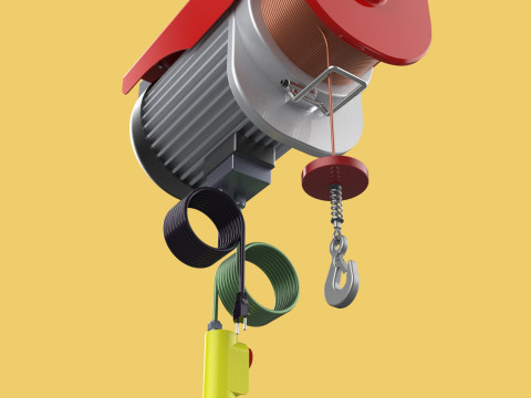 WINCH STANDARD ELECTRIC REMOTE MINI HOIST CRANE GANTRY ROPE HOOK 3D Model