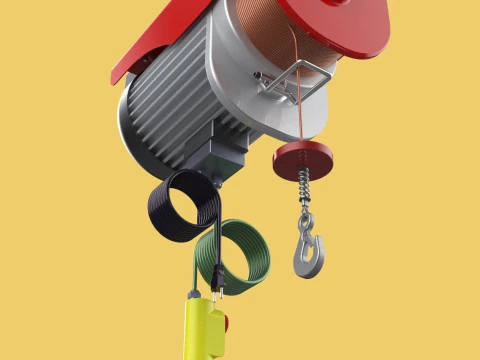 WINCH STANDARD ELECTRIC REMOTE MINI HOIST CRANE GANTRY ROPE HOOK 3D Model