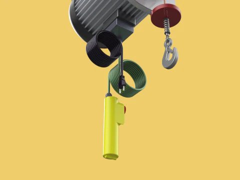 WINCH STANDARD ELECTRIC REMOTE MINI HOIST CRANE GANTRY ROPE HOOK 3D Model