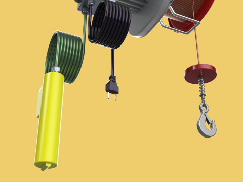 WINCH STANDARD ELECTRIC REMOTE MINI HOIST CRANE GANTRY ROPE HOOK 3D Model