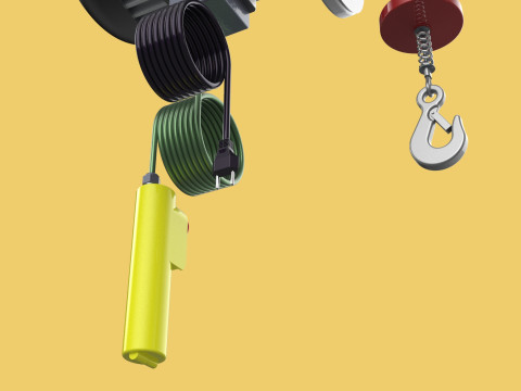 WINCH STANDARD ELECTRIC REMOTE MINI HOIST CRANE GANTRY ROPE HOOK 3D Model