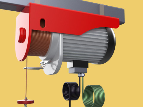 WINCH STANDARD ELECTRIC REMOTE MINI HOIST CRANE GANTRY ROPE HOOK 3D Model