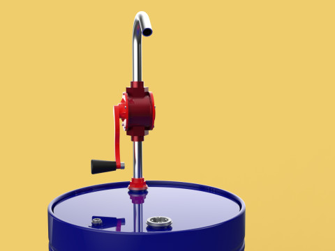 MANUAL PUMP HAND CRANK ROTARY FUEL OIL STEEL DRUM BARREL GALLONS Model 3D