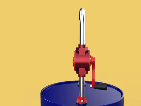 BOMBA MANUAL MANIVELA ROTATIVA DE &Oacute;LEO DE COMBUST&Iacute;VEL TAMBOR DE A&Ccedil;O GAL&Otilde;ES Modelo 3D