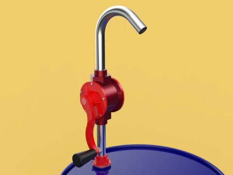 BOMBA MANUAL MANIVELA ROTATIVA DE &Oacute;LEO DE COMBUST&Iacute;VEL TAMBOR DE A&Ccedil;O GAL&Otilde;ES Modelo 3D