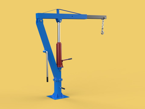 MINI WORKSHOP CRANE MANUAL WINCH HOOK PICKUP TRUCK JIB HYDRAULIC 3D Model