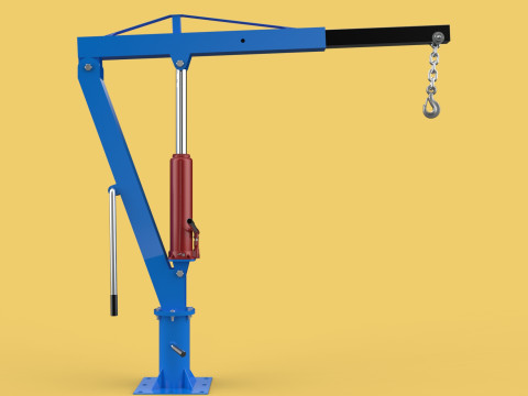 MINI WORKSHOP CRANE MANUAL WINCH HOOK PICKUP TRUCK JIB HYDRAULIC 3Dモデル