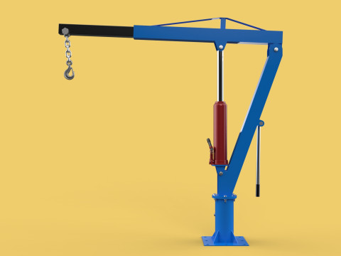 MINI WORKSHOP CRANE MANUAL WINCH HOOK PICKUP TRUCK JIB HYDRAULIC 3Dモデル