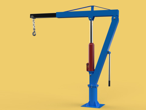 MINI WORKSHOP CRANE MANUAL WINCH HOOK PICKUP TRUCK JIB HYDRAULIC 3Dモデル