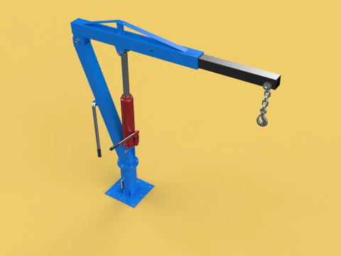 MINI WORKSHOP CRANE MANUAL WINCH HOOK PICKUP TRUCK JIB HYDRAULIC 3D Model