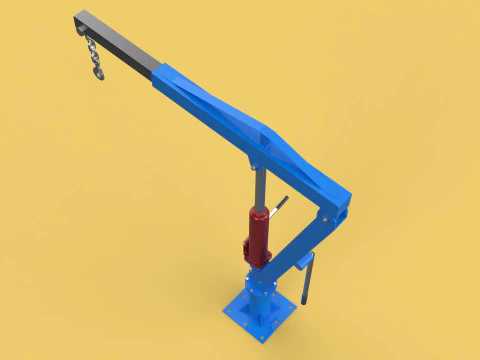 MINI WORKSHOP CRANE MANUAL WINCH HOOK PICKUP TRUCK JIB HYDRAULIC 3D Model