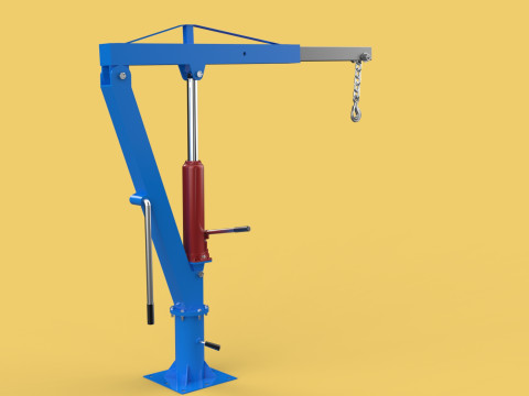 MINI WORKSHOP CRANE MANUAL WINCH HOOK PICKUP TRUCK JIB HYDRAULIC 3Dモデル