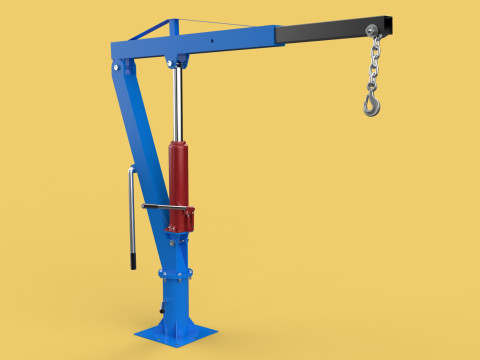 MINI WORKSHOP CRANE MANUAL WINCH HOOK PICKUP TRUCK JIB HYDRAULIC 3Dモデル