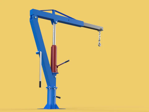 MINI WORKSHOP CRANE MANUAL WINCH HOOK PICKUP TRUCK JIB HYDRAULIC 3D Model
