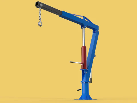 MINI WORKSHOP CRANE MANUAL WINCH HOOK PICKUP TRUCK JIB HYDRAULIC 3D Model