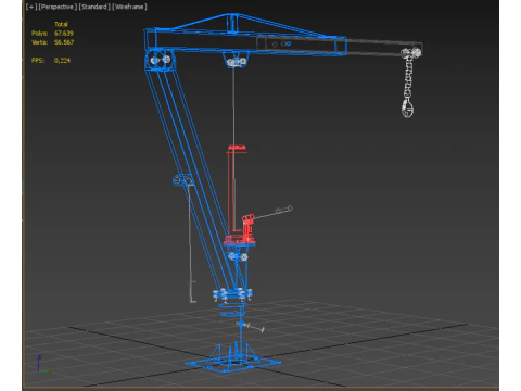 MINI WORKSHOP CRANE MANUAL WINCH HOOK PICKUP TRUCK JIB HYDRAULIC 3D Model