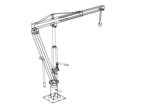 MINI WORKSHOP CRANE MANUAL WINCH HOOK PICKUP TRUCK JIB HYDRAULIC 3D Model