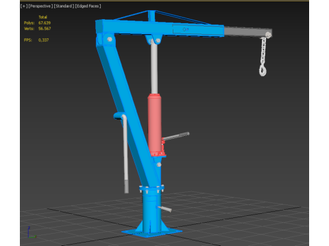 MINI WORKSHOP CRANE MANUAL WINCH HOOK PICKUP TRUCK JIB HYDRAULIC 3Dモデル