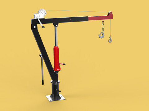 HYDRAULIC SWIVEL LIFTING CRANE MANUAL HAND CRANK WINCH HOIST JIB 3D Model