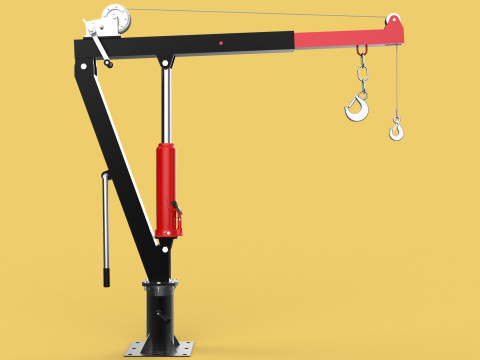 HYDRAULIC SWIVEL LIFTING CRANE MANUAL HAND CRANK WINCH HOIST JIB Modelo 3D