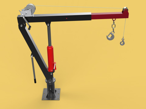 HYDRAULIC SWIVEL LIFTING CRANE MANUAL HAND CRANK WINCH HOIST JIB Modelo 3D