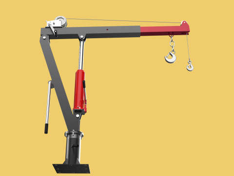 HYDRAULIC SWIVEL LIFTING CRANE MANUAL HAND CRANK WINCH HOIST JIB Modelo 3D