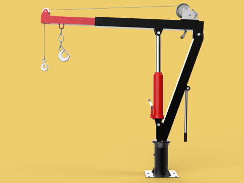 HYDRAULIC SWIVEL LIFTING CRANE MANUAL HAND CRANK WINCH HOIST JIB Modelo 3D