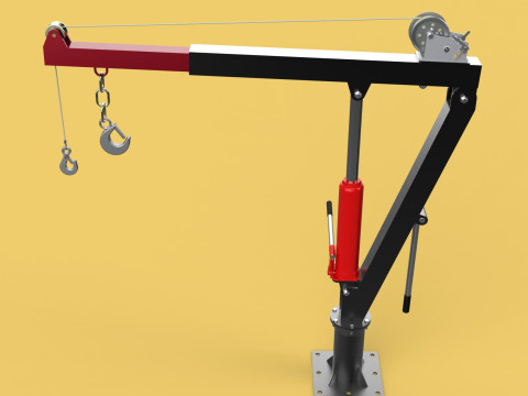 HYDRAULIC SWIVEL LIFTING CRANE MANUAL HAND CRANK WINCH HOIST JIB Modelo 3D