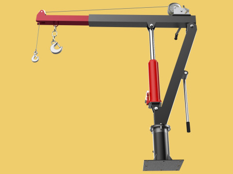 HYDRAULIC SWIVEL LIFTING CRANE MANUAL HAND CRANK WINCH HOIST JIB Modelo 3D