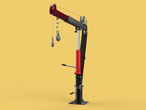 HYDRAULIC SWIVEL LIFTING CRANE MANUAL HAND CRANK WINCH HOIST JIB Modelo 3D