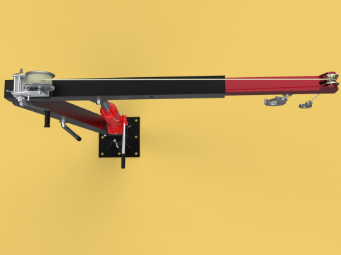 HYDRAULIC SWIVEL LIFTING CRANE MANUAL HAND CRANK WINCH HOIST JIB Modelo 3D