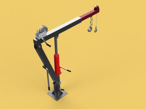 HYDRAULIC SWIVEL LIFTING CRANE MANUAL HAND CRANK WINCH HOIST JIB Modelo 3D