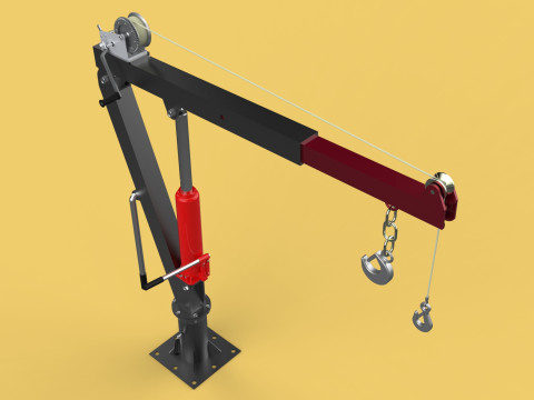 HYDRAULIC SWIVEL LIFTING CRANE MANUAL HAND CRANK WINCH HOIST JIB Modelo 3D