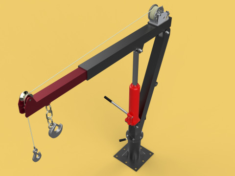 HYDRAULIC SWIVEL LIFTING CRANE MANUAL HAND CRANK WINCH HOIST JIB Modelo 3D
