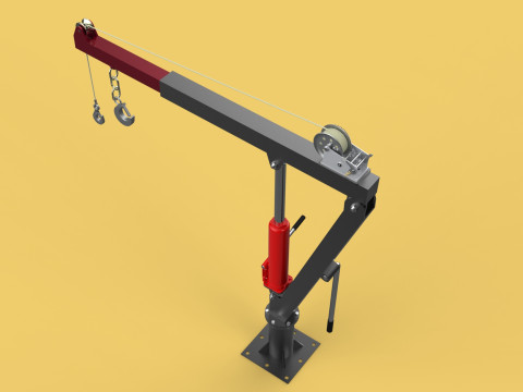 HYDRAULIC SWIVEL LIFTING CRANE MANUAL HAND CRANK WINCH HOIST JIB Modelo 3D