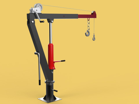 HYDRAULIC SWIVEL LIFTING CRANE MANUAL HAND CRANK WINCH HOIST JIB Modelo 3D