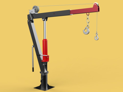 HYDRAULIC SWIVEL LIFTING CRANE MANUAL HAND CRANK WINCH HOIST JIB Modelo 3D