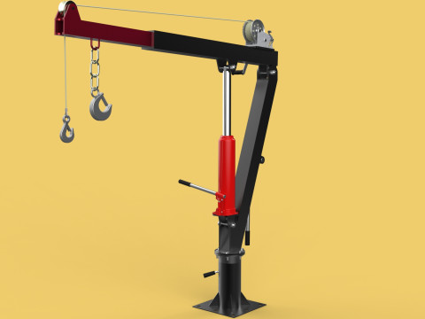 HYDRAULIC SWIVEL LIFTING CRANE MANUAL HAND CRANK WINCH HOIST JIB Modelo 3D