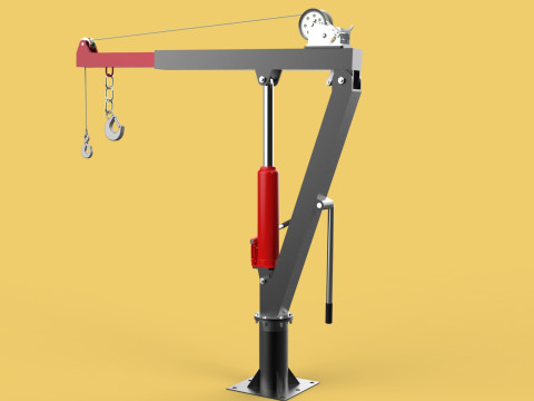 HYDRAULIC SWIVEL LIFTING CRANE MANUAL HAND CRANK WINCH HOIST JIB Modelo 3D