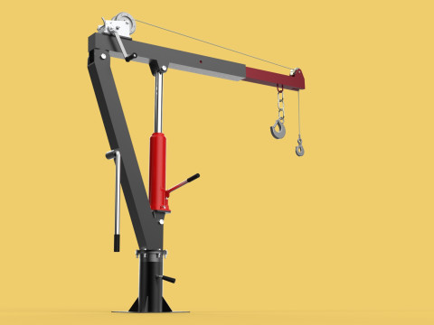 HYDRAULIC SWIVEL LIFTING CRANE MANUAL HAND CRANK WINCH HOIST JIB Modelo 3D