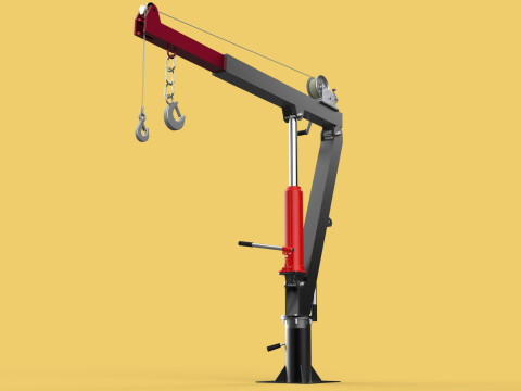 HYDRAULIC SWIVEL LIFTING CRANE MANUAL HAND CRANK WINCH HOIST JIB Modelo 3D