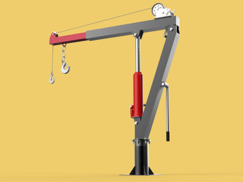 HYDRAULIC SWIVEL LIFTING CRANE MANUAL HAND CRANK WINCH HOIST JIB Modelo 3D